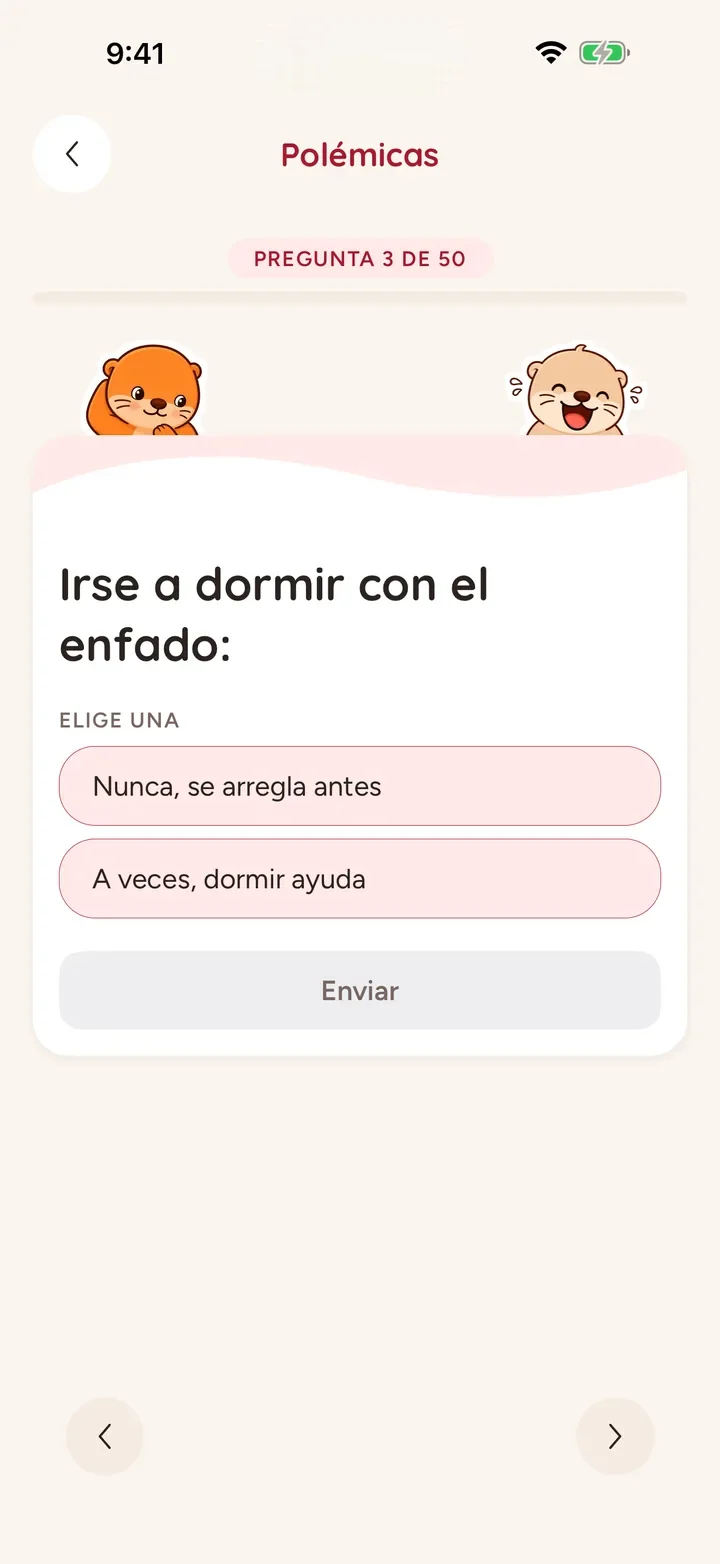 Una carta de pregunta de un pack, lista para que uno de los dos responda