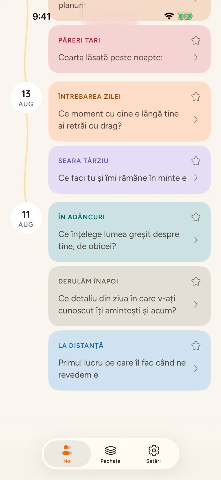 Răspunsurile și întreaga poveste comună, cu culoarea pachetului lângă fiecare întrebare